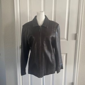 Womens dark brown lamb skin leather jacket